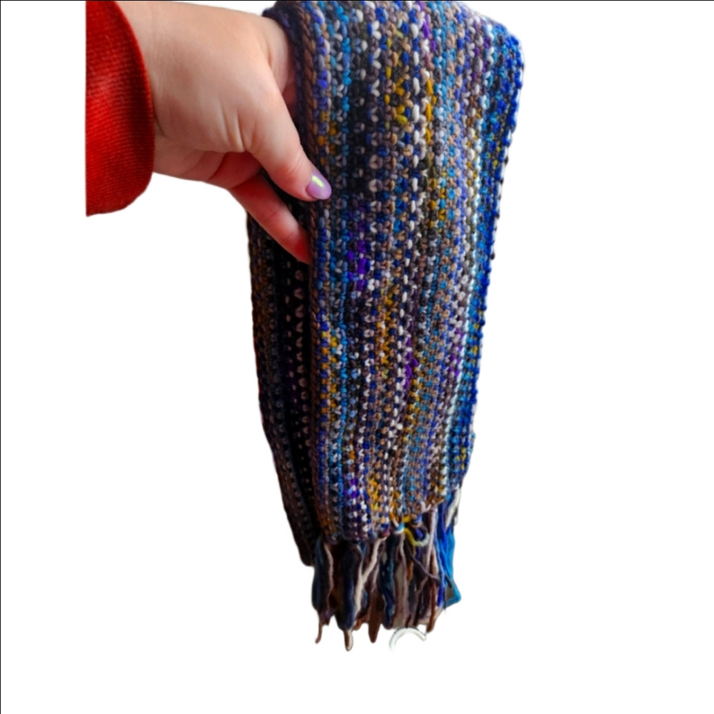 Multicolor Knit Scarf with Fringe